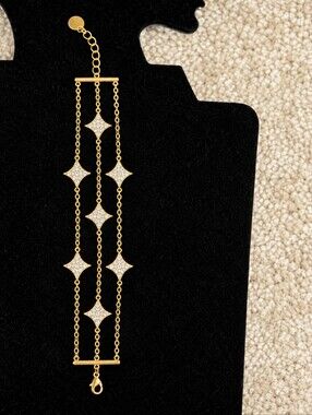 22kgp Dubai Jewelry Gold Multi-Chain Star Accent Bracelet - Women Jewelry